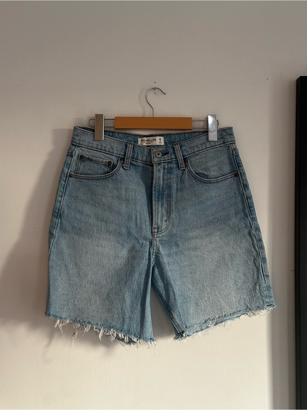 Abercrombie & Fitch Light Blue High-Rise Denim Shorts